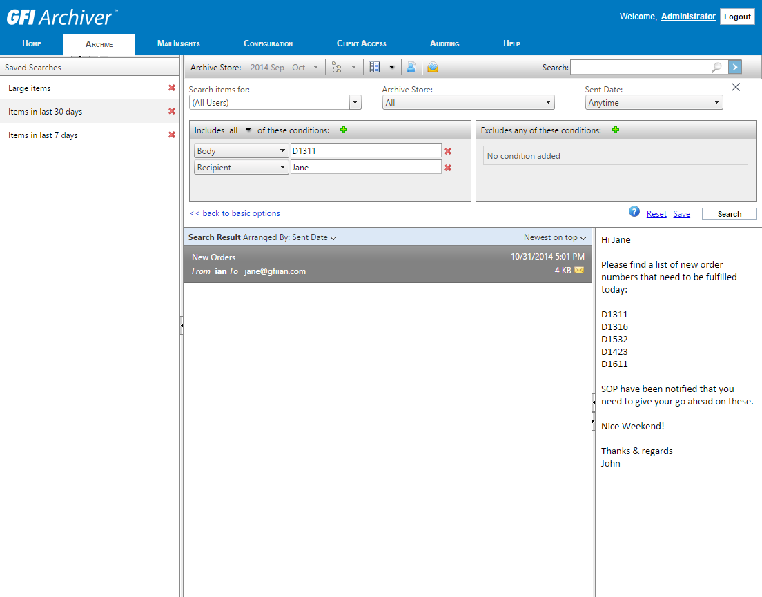 Advanced search features